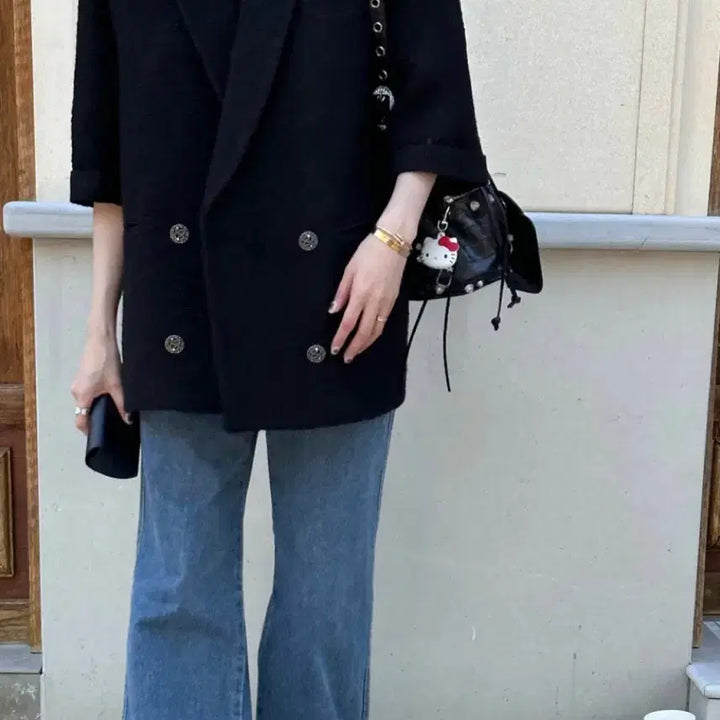 [BUNJANG] Bowie Double Tweed Jacket (Black) / 보위 더블 트위드자켓 (블랙)