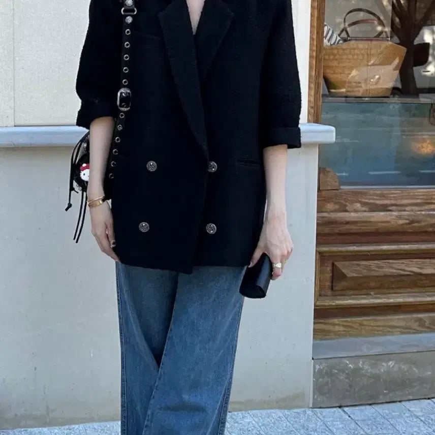 [BUNJANG] Bowie Double Tweed Jacket (Black) / 보위 더블 트위드자켓 (블랙)