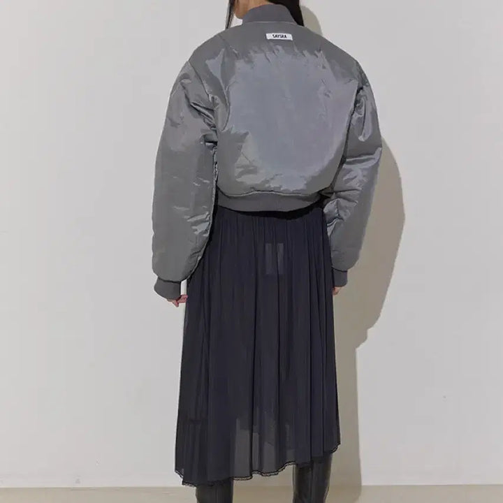 [BUNJANG] Saysra Cropped Fleece MA-1 Bomber Jacket / 세이스라 saysra 크롭기모 MA-1 봄버 자켓 (그레이/블랙) 새상품