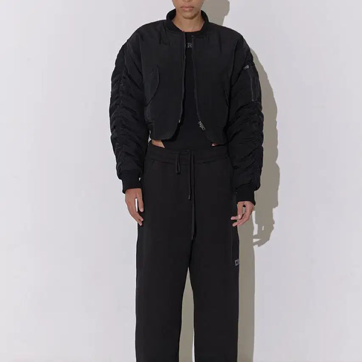 [BUNJANG] Saysra Cropped Fleece MA-1 Bomber Jacket / 세이스라 saysra 크롭기모 MA-1 봄버 자켓 (그레이/블랙) 새상품