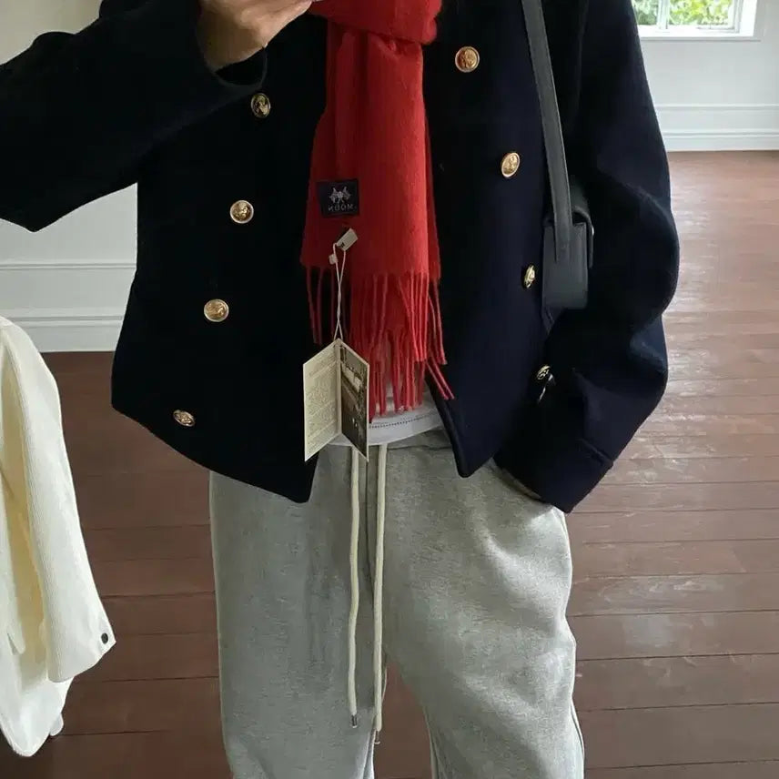 [BUNJANG] Mark Drew Double Gold Blazer Navy / 마크들리 더블 금장자켓 네이비