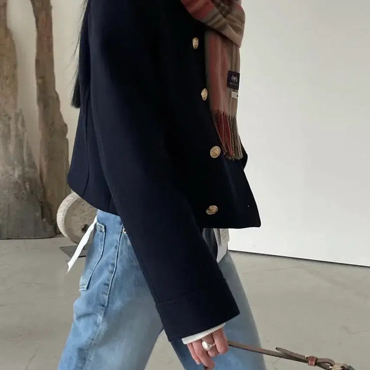 [BUNJANG] Mark Drew Double Gold Blazer Navy / 마크들리 더블 금장자켓 네이비