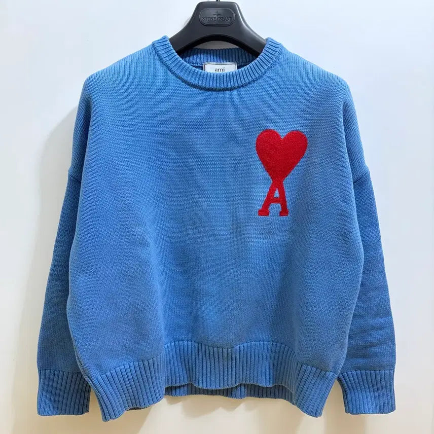 [BUNJANG] AMI Intarsia Big Heart Knit / 아미 정품 인타르시아 빅하트 니트