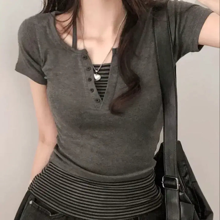 [BUNJANG] Y2k Striped Tank Top / Y2k 스트라이프 나시 반팔