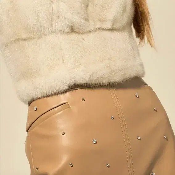 [BUNJANG] LANVIN Mink Fur Bustier Top / LANVIN 밍크 퍼 뷔스티에 탑 오트밀