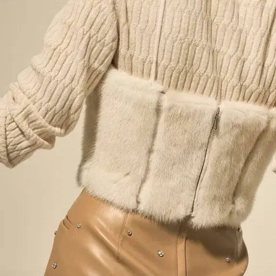 [BUNJANG] LANVIN Mink Fur Bustier Top / LANVIN 밍크 퍼 뷔스티에 탑 오트밀