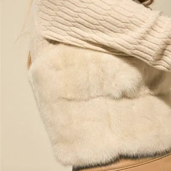 [BUNJANG] LANVIN Mink Fur Bustier Top / LANVIN 밍크 퍼 뷔스티에 탑 오트밀