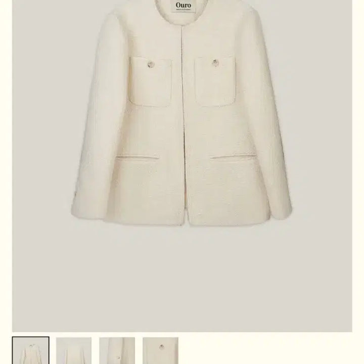 [BUNJANG] Auro Tweed Jacket Half Coat / 아우로 트위드 자켓 노카라 라운드 하프 코트