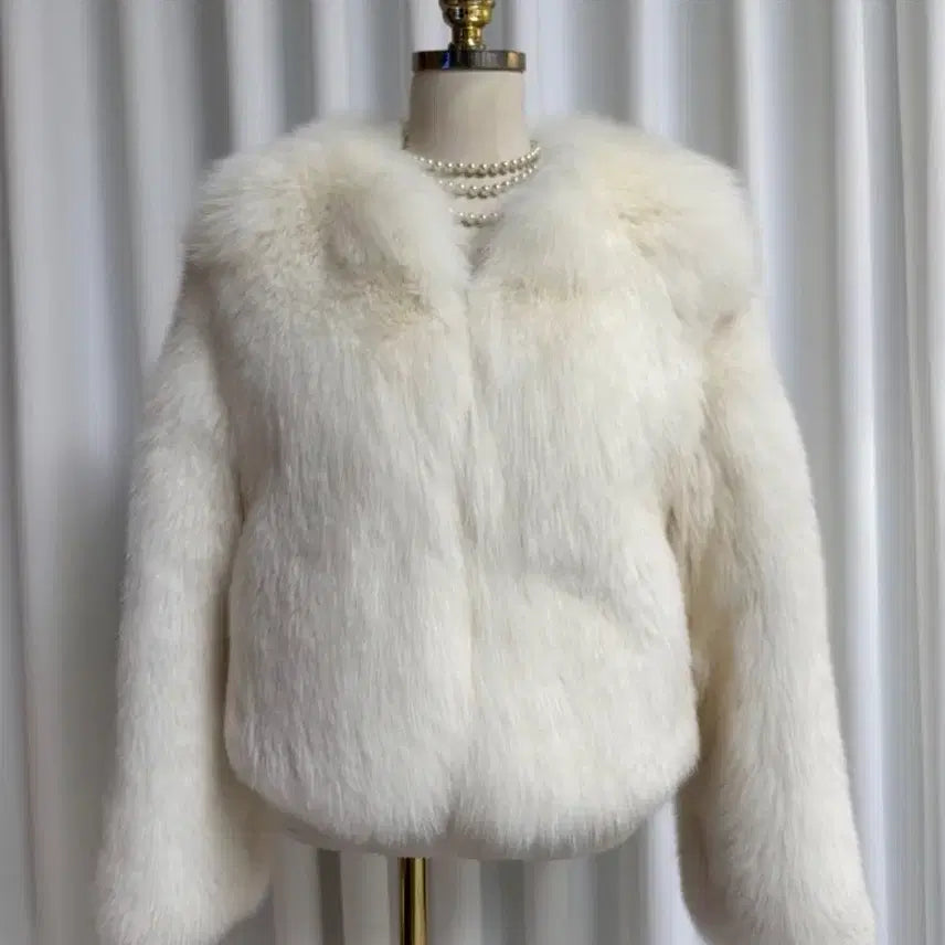 [BUNJANG] Real Finland Saga Royal Grade Fox Fur Jacket / (새상품) 리얼 핀란드산 로얄등급 사가 통폭스자켓 (크림아이보리)