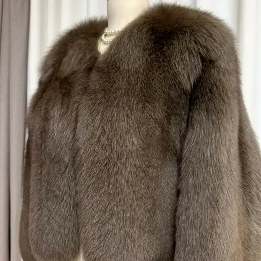 [BUNJANG] Real Finland Saga Royal Grade Full Fox Fur Jacket / (새상품) 리얼 핀란드산 로얄등급 사가 통폭스 퍼자켓 (연브라운)