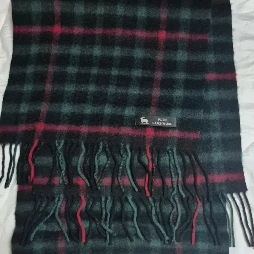 [SOLD OUT] 일본 램스울100 샙그린 체크 머플러 새상품급