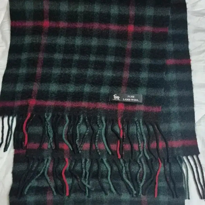 [SOLD OUT] 일본 램스울100 샙그린 체크 머플러 새상품급