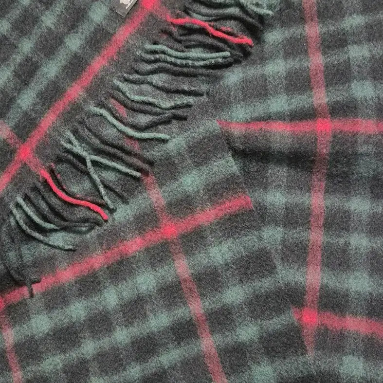 [SOLD OUT] 일본 램스울100 샙그린 체크 머플러 새상품급