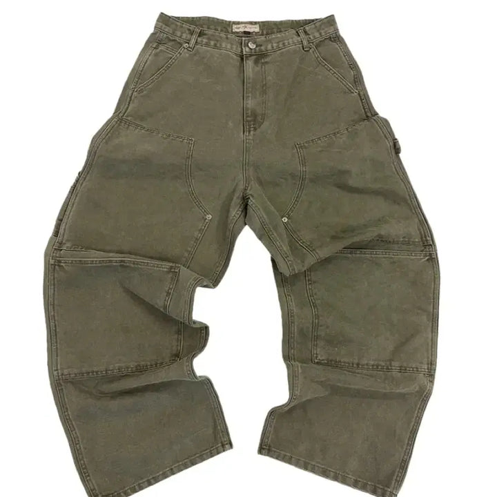 [BUNJANG] Aoiro Cutted Double Knee Pants Olive / [1] 아오이로 커티드 더블니팬츠 올리브