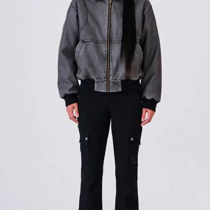 [SOLD OUT] 택포) 웰빙익스프레스 페이디드 비건 레더 점퍼 그레이 s