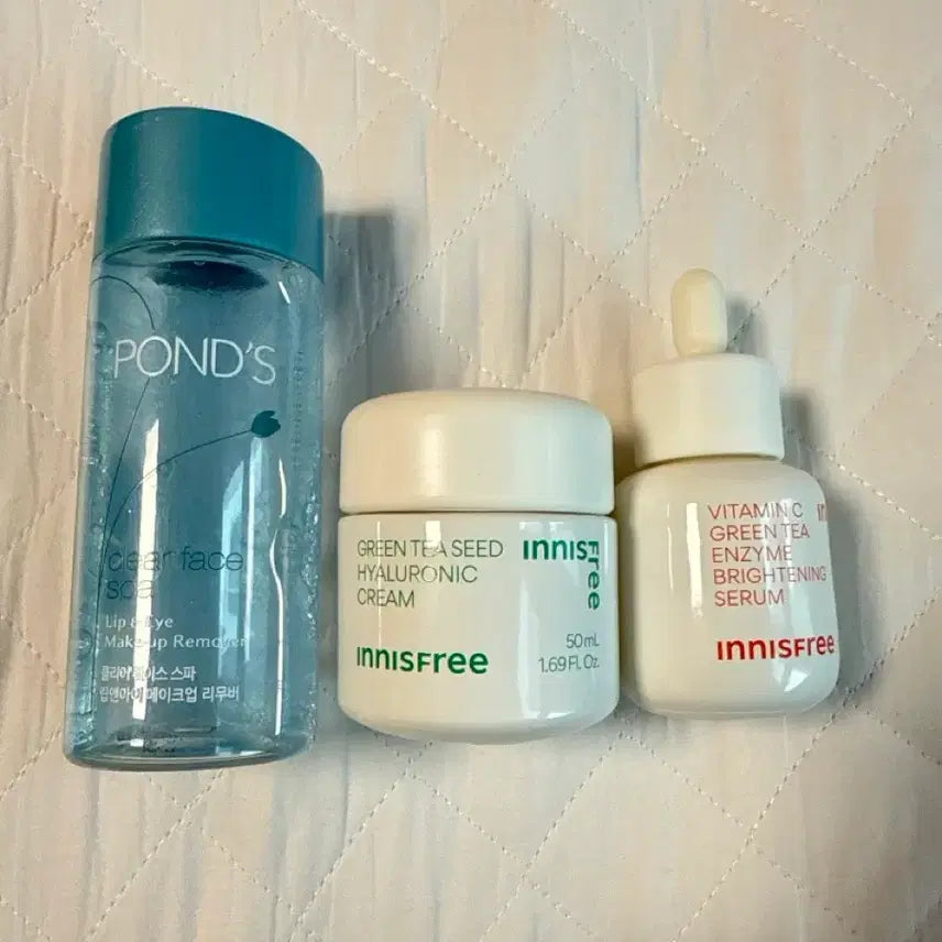 [BUNJANG] Innisfree Serum & Cream Bundle Set / 이니스프리 세럼+크림 & 폰즈 립앤아이 리무버 일괄