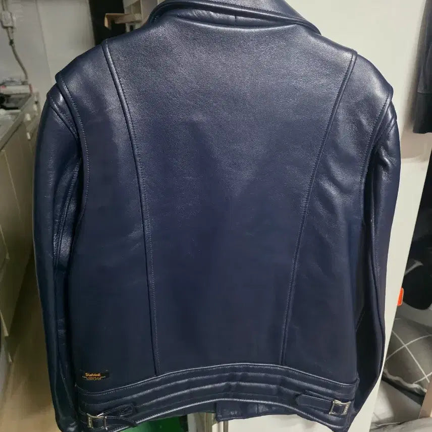 [BUNJANG] Diafvine Navy Leather Rider Jacket 38 / Diafvine 네이비 가죽 라이더 자켓 38