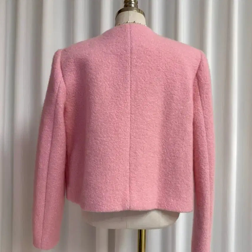 [BUNJANG] Gold Button Wool Corsage Quilted Jacket (Pink) / (새상품) 골드버튼 울 코사지 누빔자켓 (핑크)
