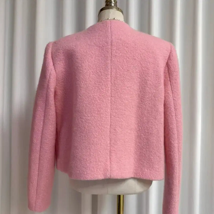 [BUNJANG] Gold Button Wool Corsage Quilted Jacket (Pink) / (새상품) 골드버튼 울 코사지 누빔자켓 (핑크)