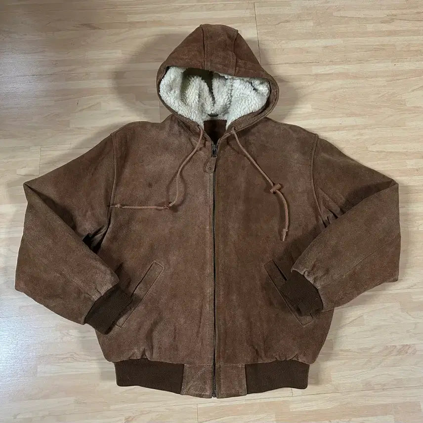 [BUNJANG] Muy Bien Suede Shearling Hooded Jacket / 90s 소가죽 스웨이드 쉐르파 후드 자켓