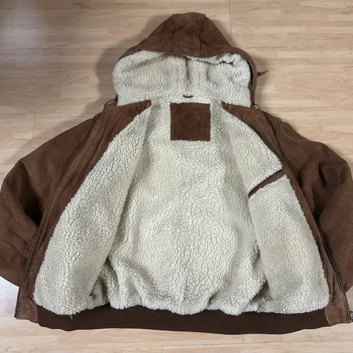 [BUNJANG] Muy Bien Suede Shearling Hooded Jacket / 90s 소가죽 스웨이드 쉐르파 후드 자켓