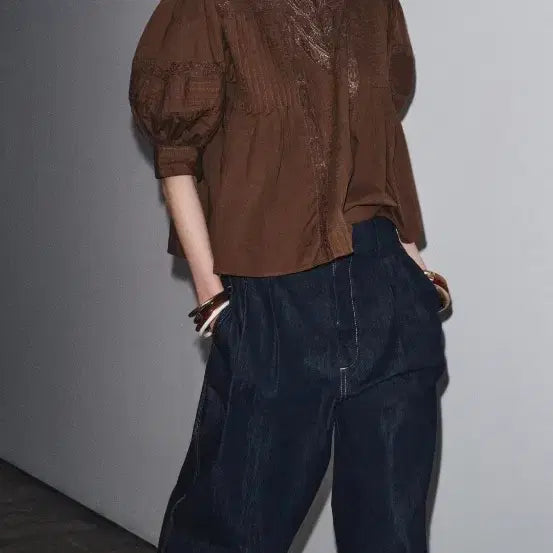 [BUNJANG] Zara Embroidered Blouse (L) / 자라 자수블라우스 L(작게나옴) 새상품