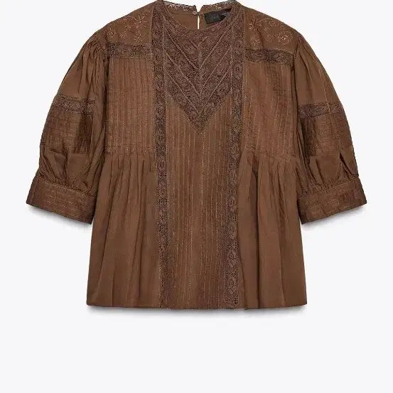 [BUNJANG] Zara Embroidered Blouse (L) / 자라 자수블라우스 L(작게나옴) 새상품