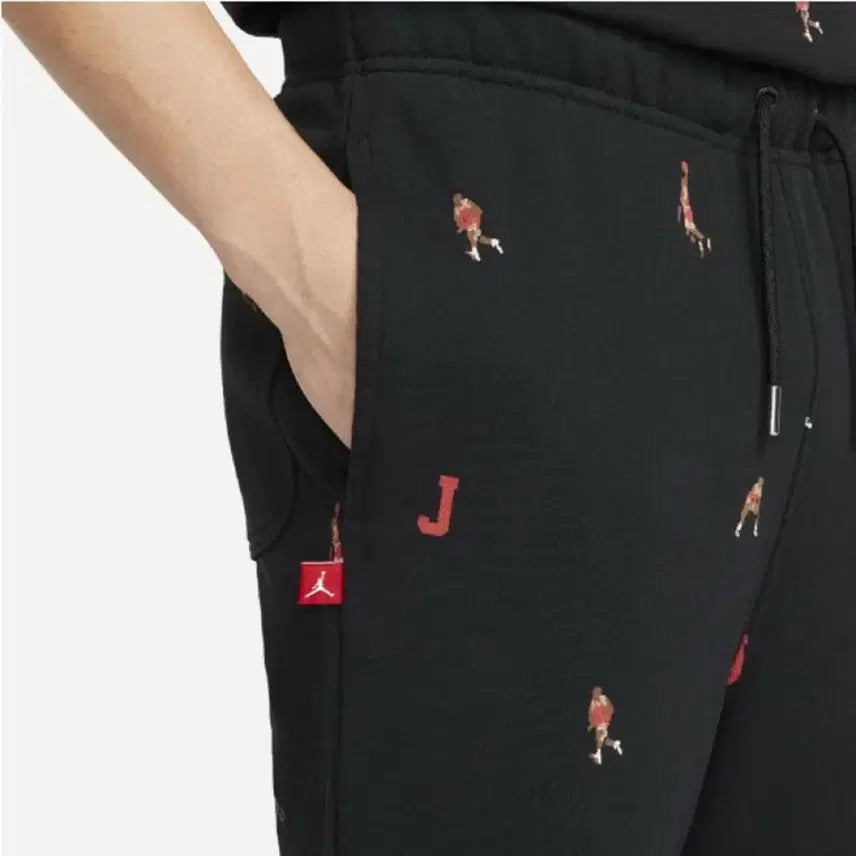 [BUNJANG] Nike Jordan Essentials AOP Fleece Pants Black / [L] 나이키 조던 에센셜 AOP 플리스 팬츠 프린트 블랙