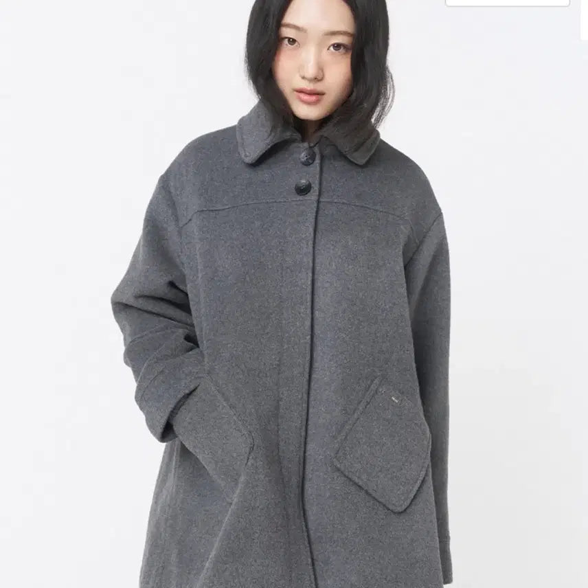 [BUNJANG] Miseki Seoul Slate Half Coat Gray / 미세키서울 슬레이트 하프 코트 그레이