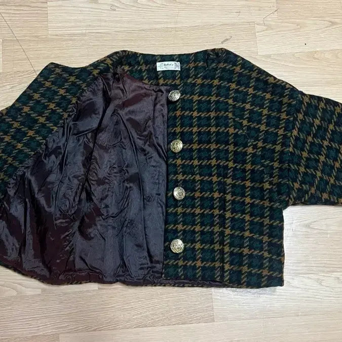 [BUNJANG] Baruc Check Crop Coat Jacket / 바루크 체크 크롭 코트자켓