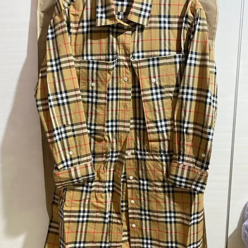 [BUNJANG] Burberry Check Long Shirt Dress / Burberry 버버리 체크 롱 셔츠 원피스