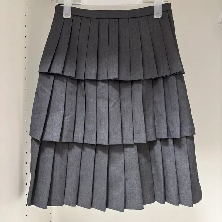 [SOLD OUT] ronron 론론 레이어드 플리츠 스커트 차콜 그레이 S