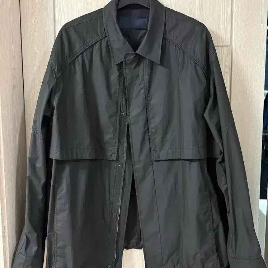 [BUNJANG] Juun.J Black Open Collar Shirt Jacket / 준지 블랙 오픈 칼라 셔츠 자켓