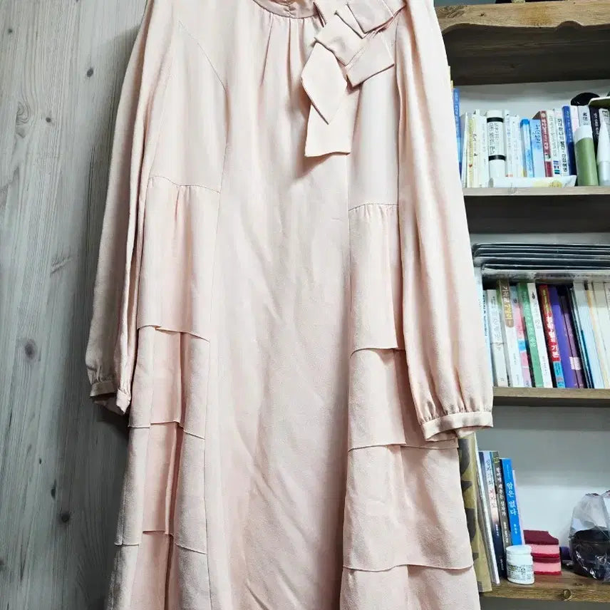 [BUNJANG] Satin High-Neck Pink Dress / 사틴원피스