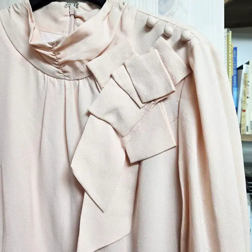 [BUNJANG] Satin High-Neck Pink Dress / 사틴원피스