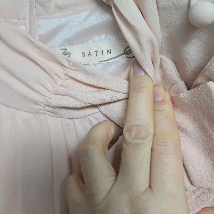 [BUNJANG] Satin High-Neck Pink Dress / 사틴원피스