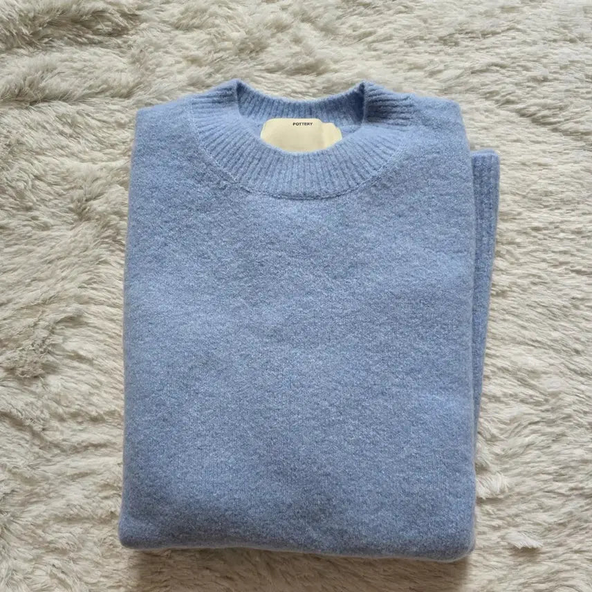 [BUNJANG] Pottery Comfort Crew Neck Knit Sax / 21fw 포터리 컴포트 크루넥니트 sax 새제품 3사이즈