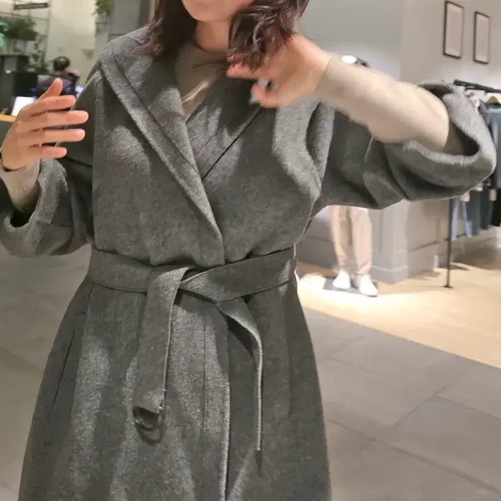 [BUNJANG] TIME Gray Wool Cashmere Long Coat / 타임숄카라그레이코트