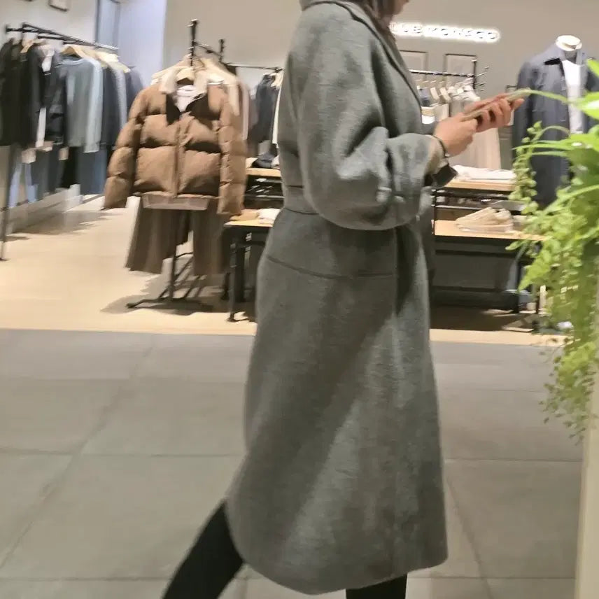 [BUNJANG] TIME Gray Wool Cashmere Long Coat / 타임숄카라그레이코트