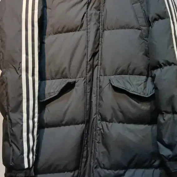 [BUNJANG] Adidas 3-Stripes Long Padded Jacket - Black - L / 아디다스 3선 롱패딩 L 블랙