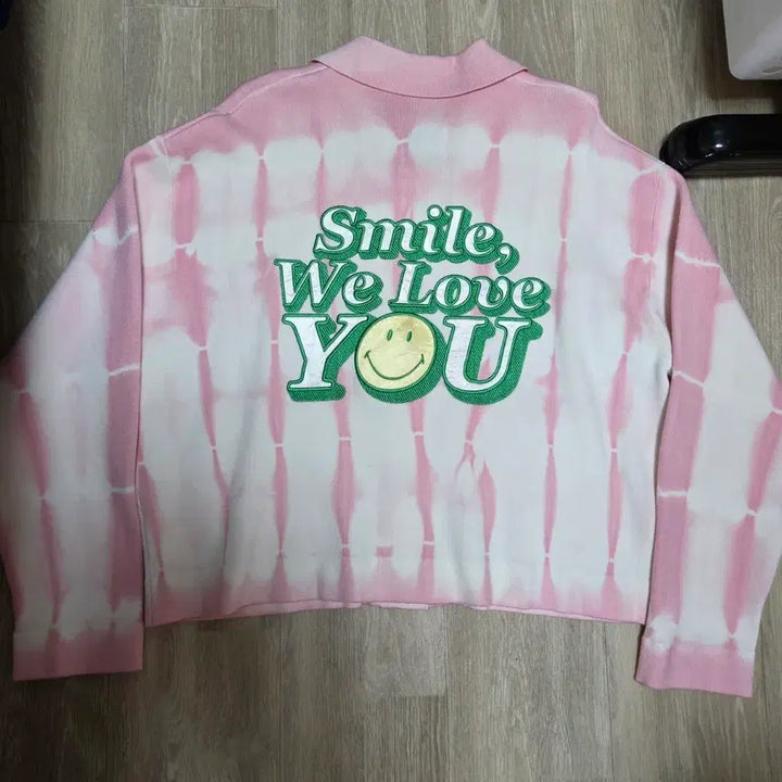 [BUNJANG] Sandro Smiley Pink Tie-Dye Cardigan / 산드로 스마일리 핑크 타이다이 가디건