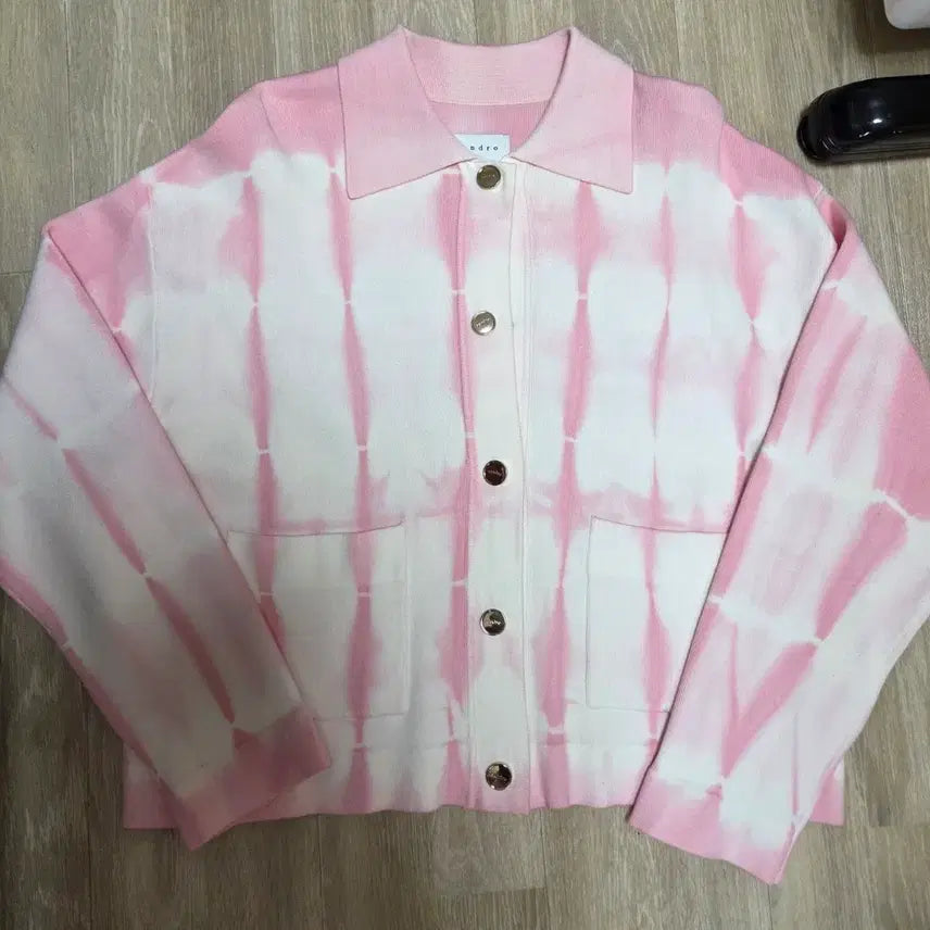 [BUNJANG] Sandro Smiley Pink Tie-Dye Cardigan / 산드로 스마일리 핑크 타이다이 가디건