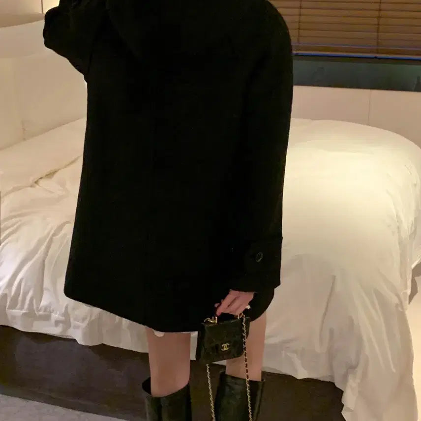 [BUNJANG] Miel Nei Half Coat - Black / 미엘 네이 하프코트 블랙