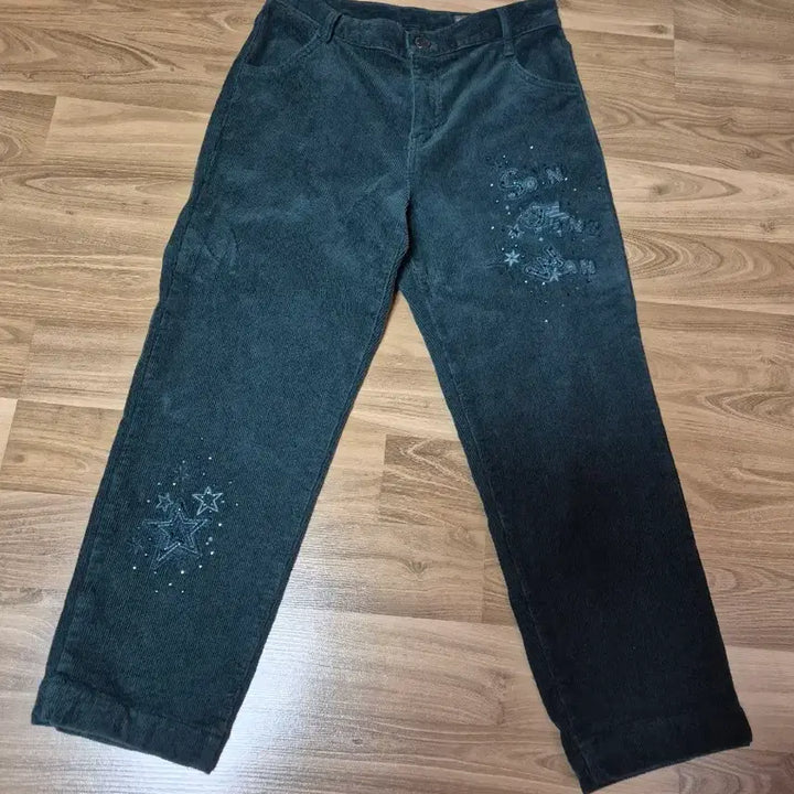 [BUNJANG] Son Jung Wan Embroidered Corduroy Pants / 손정완 디자이너 자수 큐빅 골덴 여성 팬츠