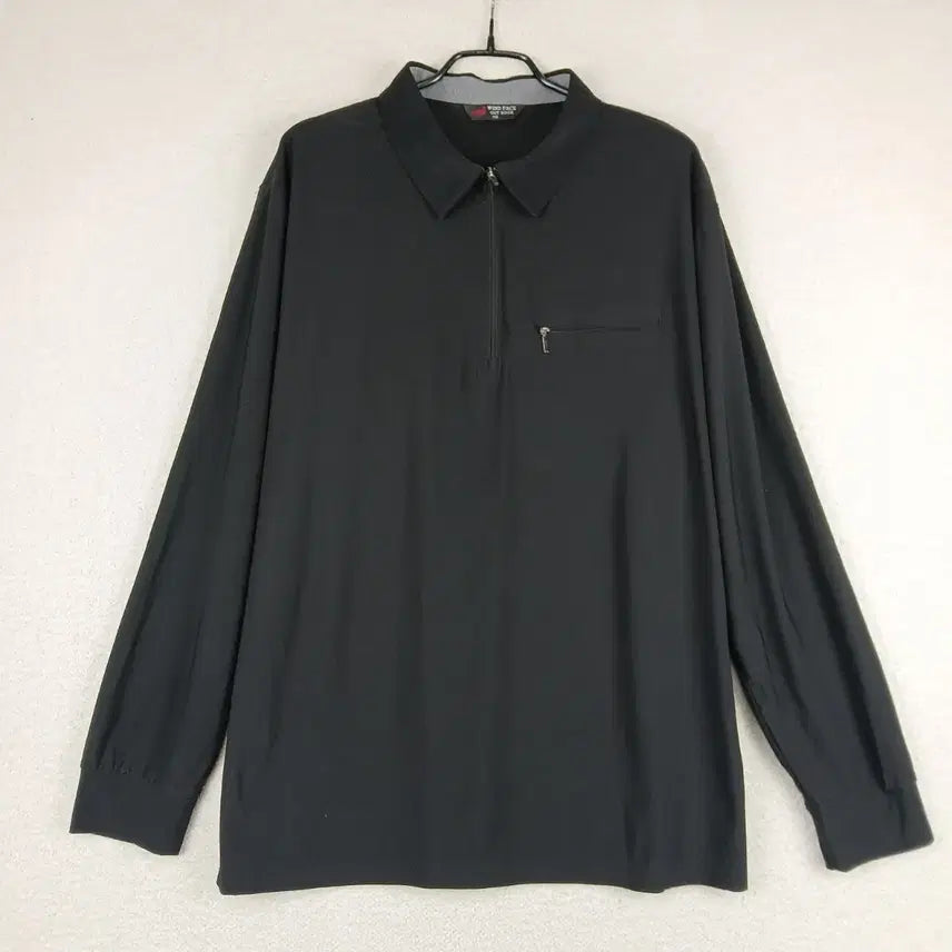 [BUNJANG] WIND FACE Black Zipper Neck Long Sleeve Shirt (110) / WIND FACE 남성  블랙 지퍼넥 긴팔티(110)