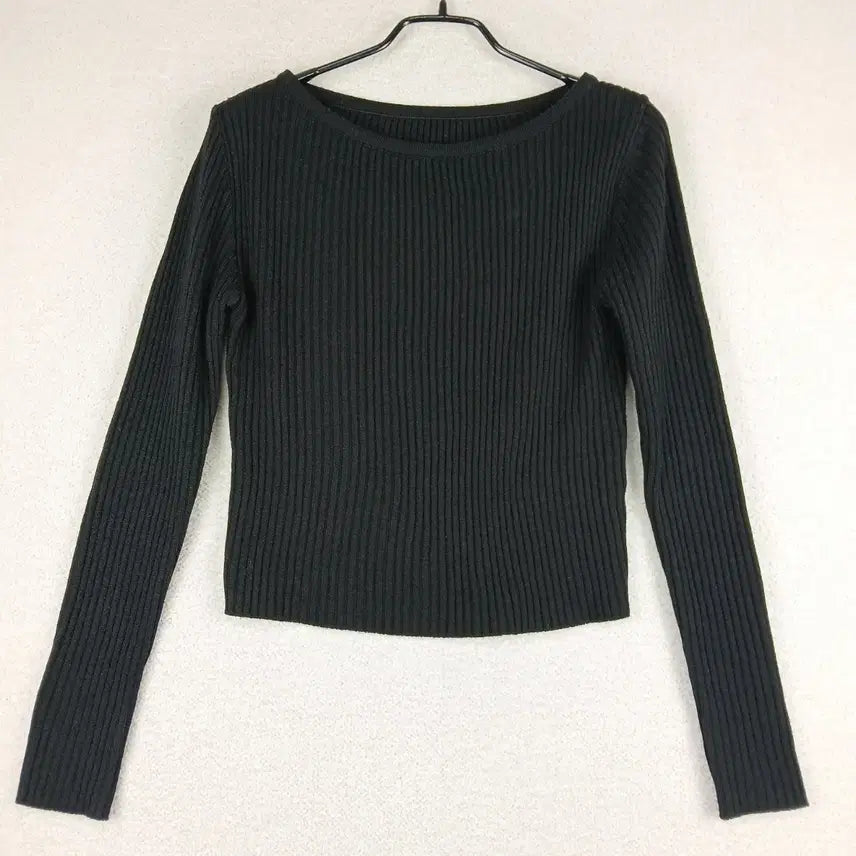[BUNJANG] Black Ribbed Knit Top (F) / 여성 블랙 골지 숏 니트티(F)