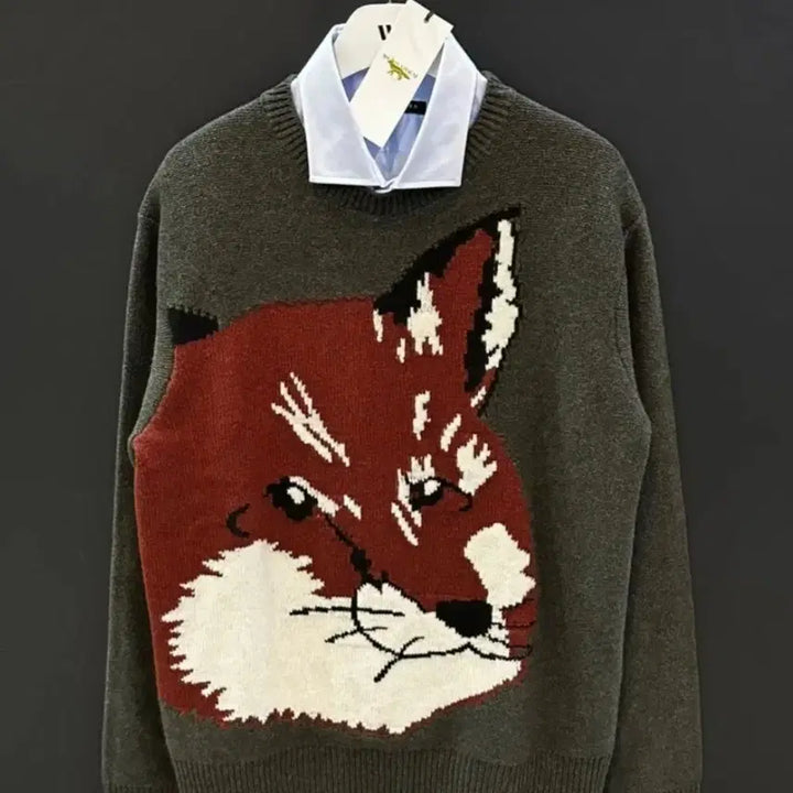 [BUNJANG] Maison Kitsune Fox Head Lambswool Knit Sweater / 메종키츠네 폭스헤드 램스울 니트 100