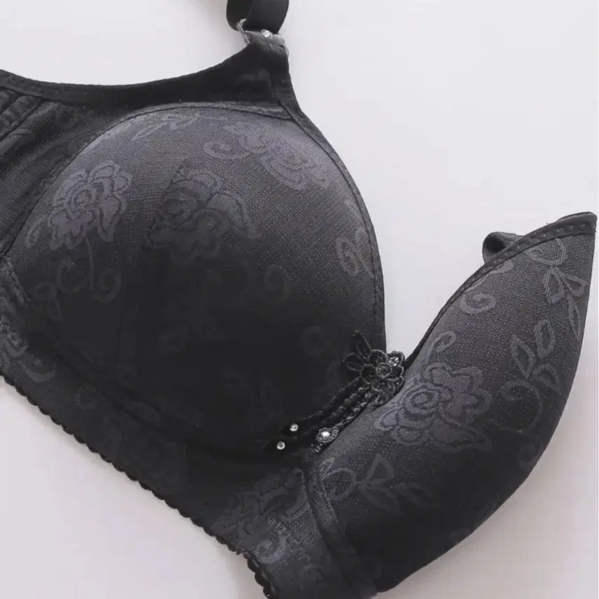 [BUNJANG] Flower Big Bra (No Wire) - Black / 새상품 플라워 빅브라 (노와이어)