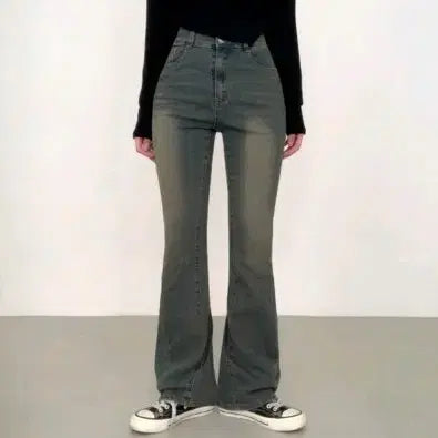 [BUNJANG] Vintage Wash Bootcut Denim Pants / D4 빈티지 워싱 부츠컷 데님 팬츠