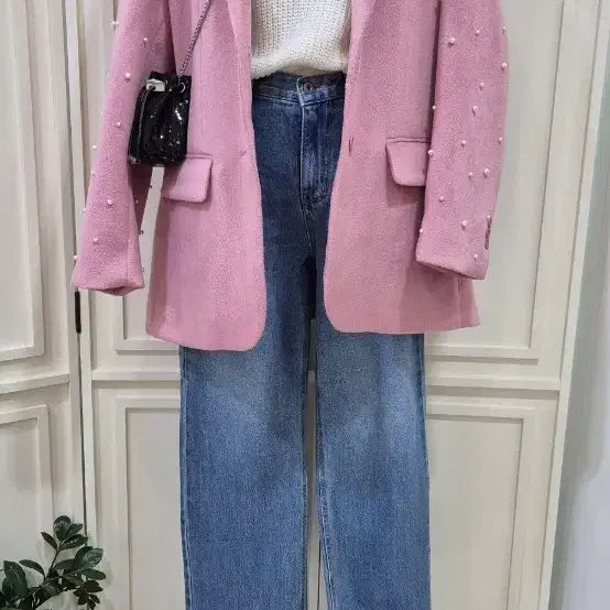 [BUNJANG] Pearl Accent Pink Wool Jacket 40 Percent Off / [매장정리] 진주 포인트 핑크 울자켓 40%할인